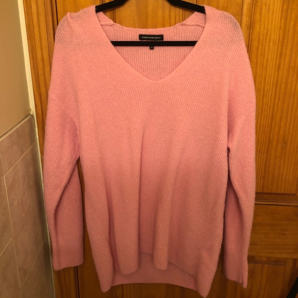 Pink Something Navy Sweater
